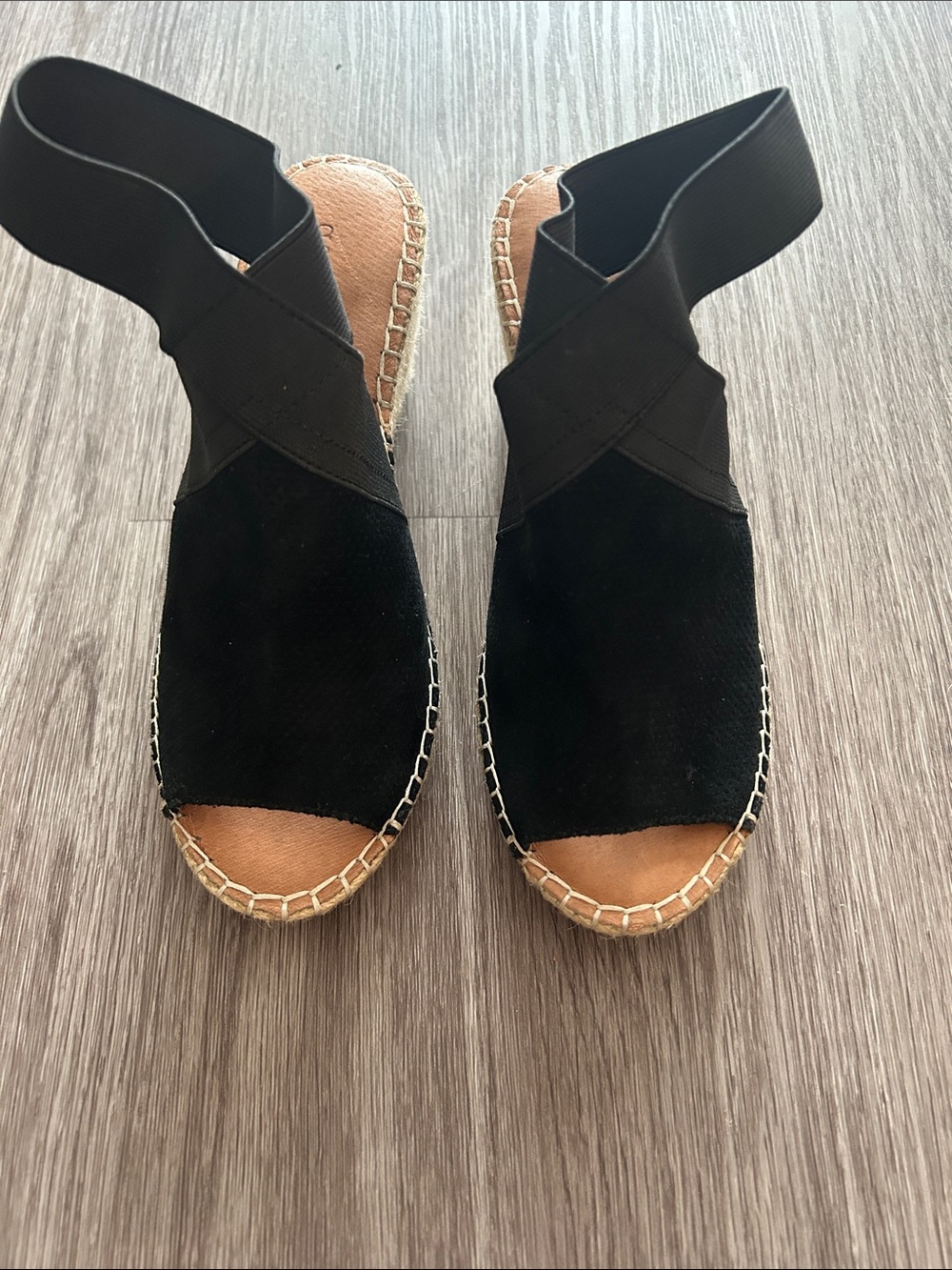 Gentle Souls Women's Black Suede Espadrille Slingback Sandals size 6.5